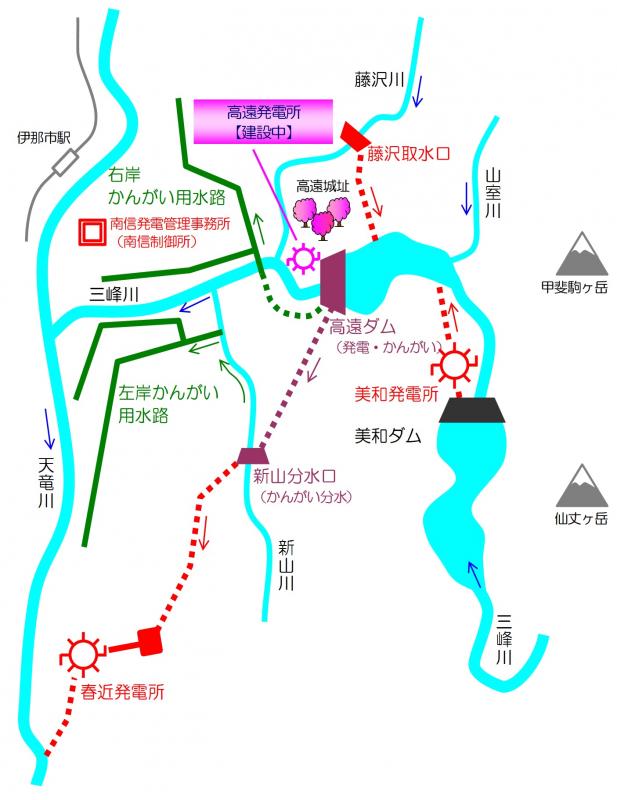 高遠発電所位置図