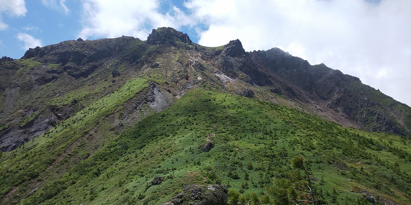 中尾峠付近から撮影した焼岳全景（撮影者：近藤寛人氏）