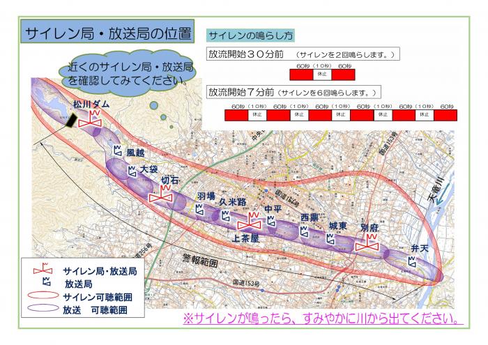 サイレンによる放流警報